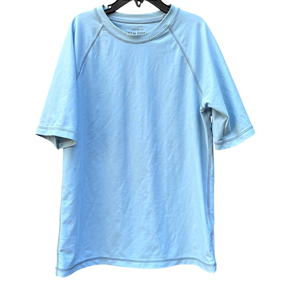 Crewcuts‎ Boys Large Rash Guard Light Blue UPF 50+ Short Sleeve Swim Shirt